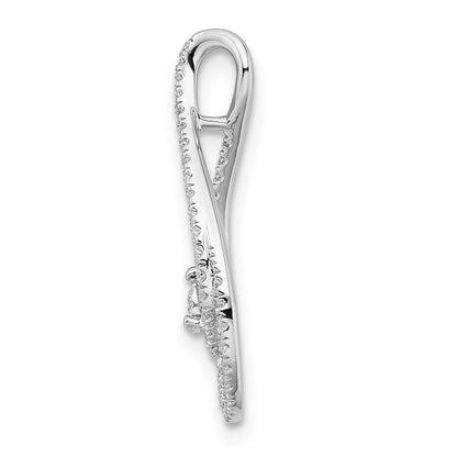 14K Weißgold Echt Diamant Tropfen Kette Anhänger