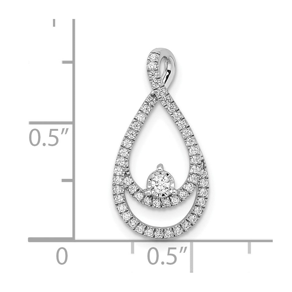 14K Weißgold Echt Diamant Tropfen Kette Anhänger