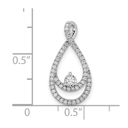 14K Weißgold Echt Diamant Tropfen Kette Anhänger