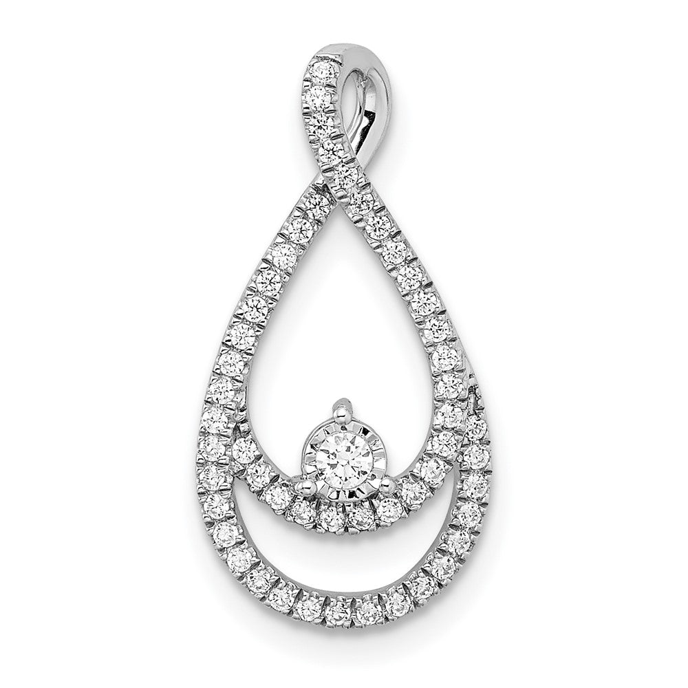 14K Weißgold Echt Diamant Tropfen Kette Anhänger