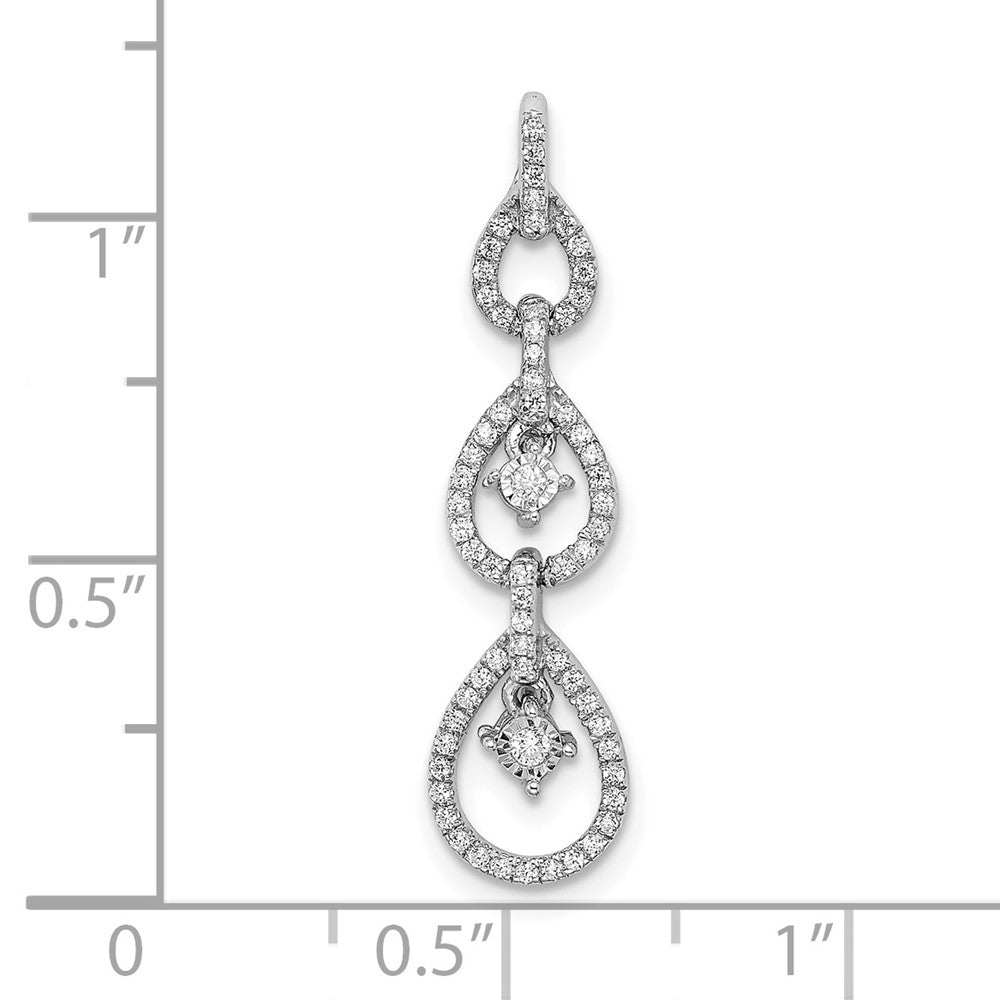 14K Weißgold Polierter Tropfen-Hängeanhänger mit echtem Diamant
