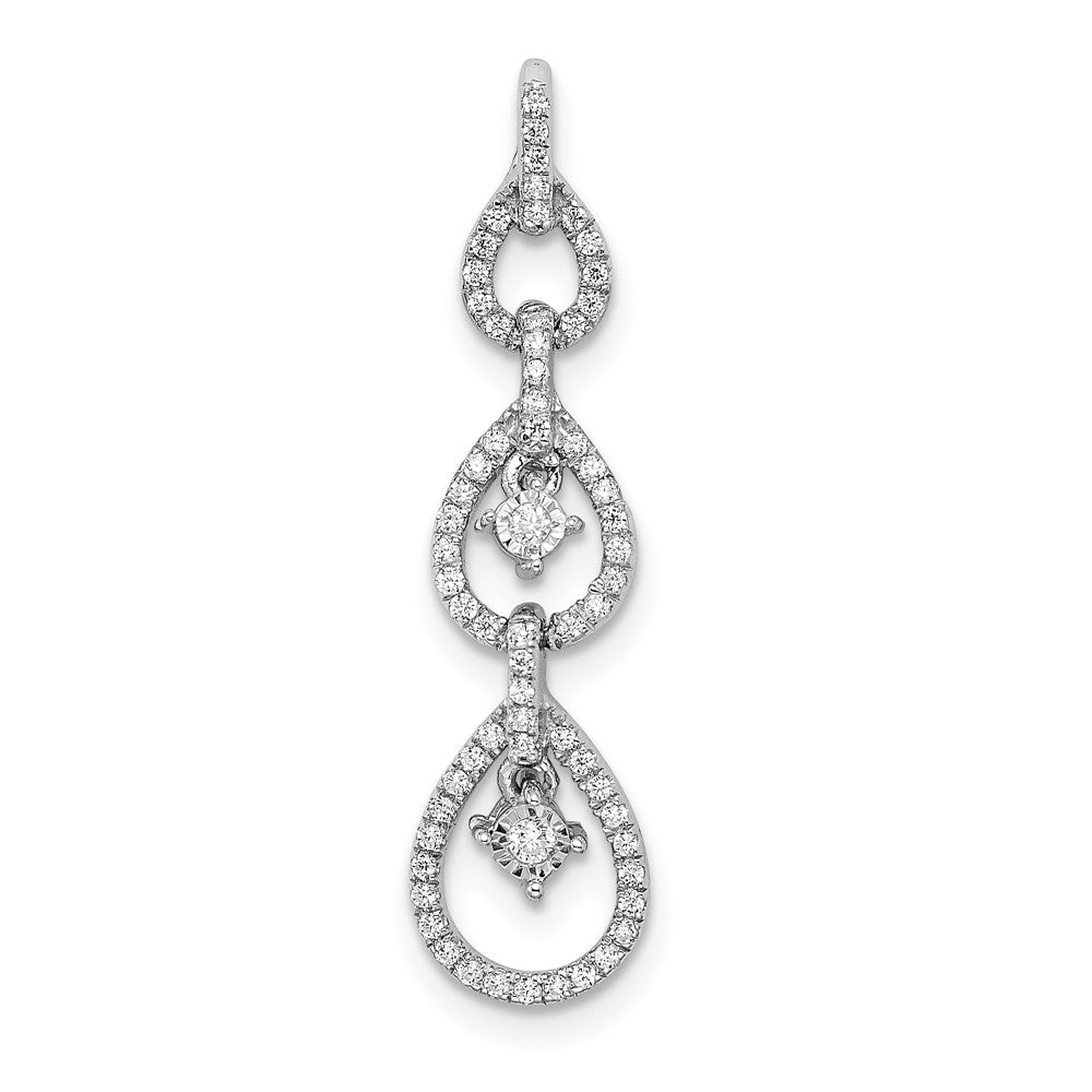 14K Weißgold Polierter Tropfen-Hängeanhänger mit echtem Diamant