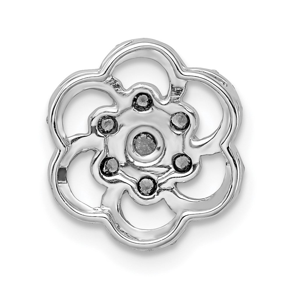 14K Weißgold Poliert Echt Diamant Blume Kette Anhänger