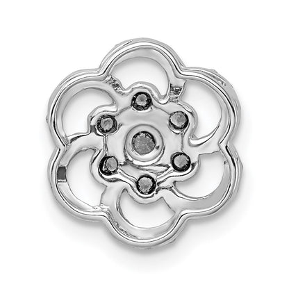 14K Weißgold Poliert Echt Diamant Blume Kette Anhänger