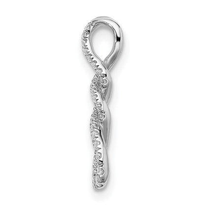 14K Weißgold Echt Diamant Gedreht Kette Anhänger