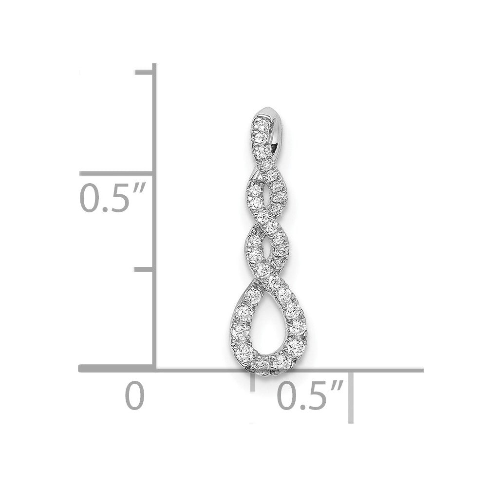 14K Weißgold Echt Diamant Gedreht Kette Anhänger