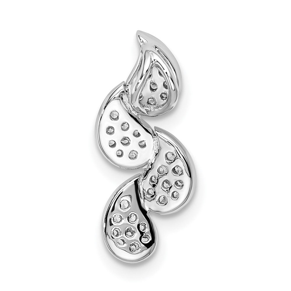 14K Weißgold Poliert Tropfen Echt Diamant Kette Anhänger