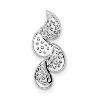 14K Weißgold Poliert Tropfen Echt Diamant Kette Anhänger