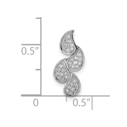14K Weißgold Poliert Tropfen Echt Diamant Kette Anhänger