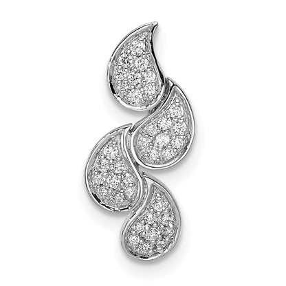 14K Weißgold Poliert Tropfen Echt Diamant Kette Anhänger