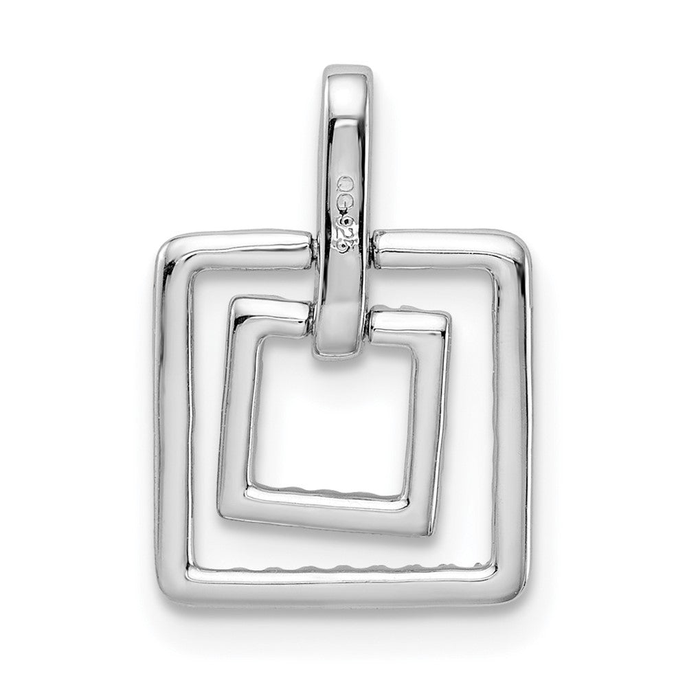 Anhänger mit polierten Quadraten und echtem Diamanten aus 14K Weißgold