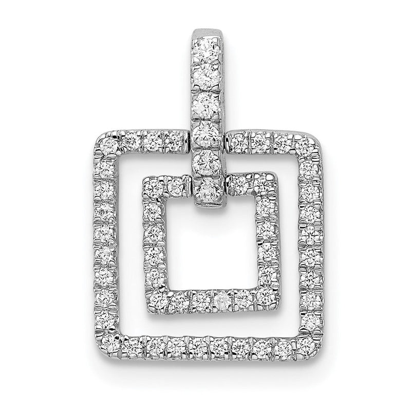 Anhänger mit polierten Quadraten und echtem Diamanten aus 14K Weißgold