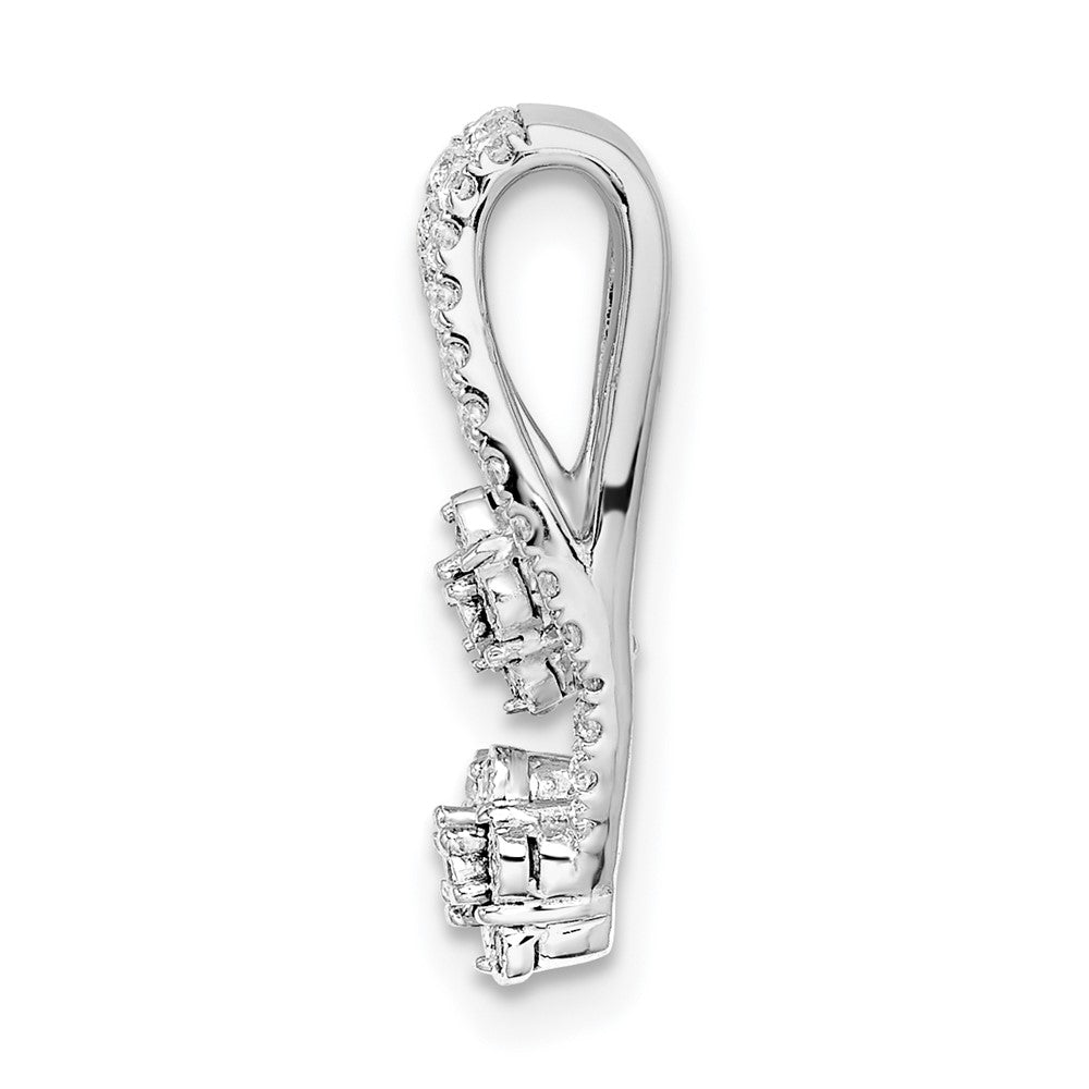 14K Weißgold Poliert Echt Diamant Doppelt Blume Anhänger