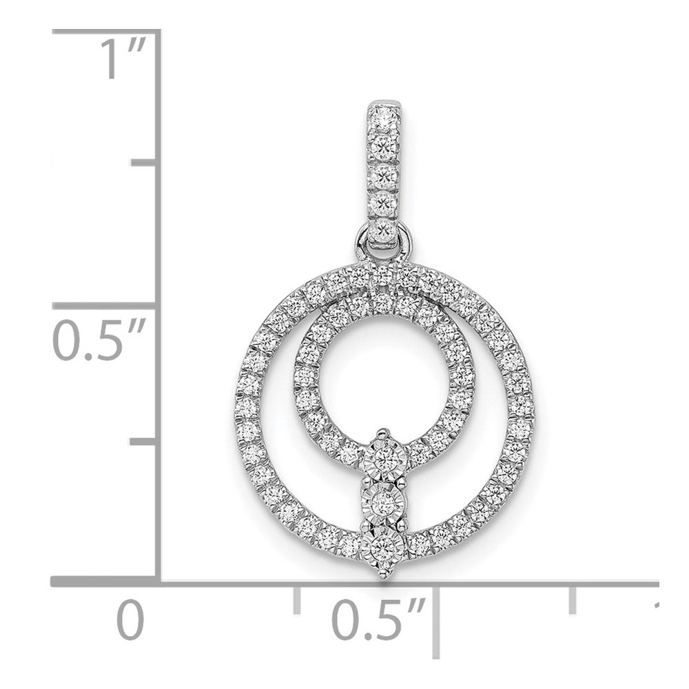 14K Weißgold Kreis-Anhänger mit echten Diamanten