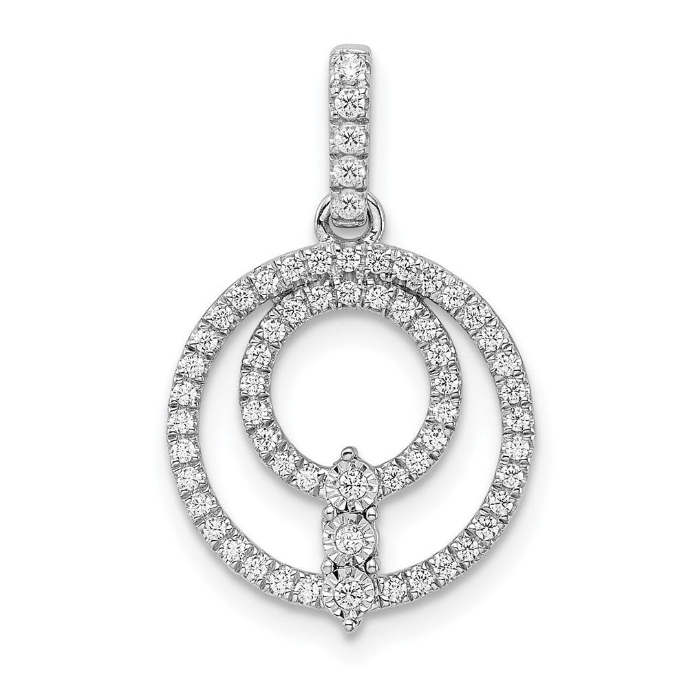 14K Weißgold Kreis-Anhänger mit echten Diamanten