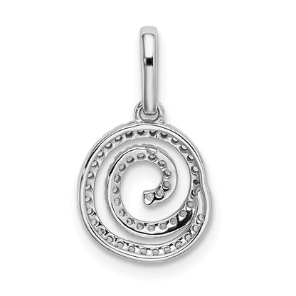 14K Weißgold Kreis-Wirbel-Anhänger mit echten Diamanten