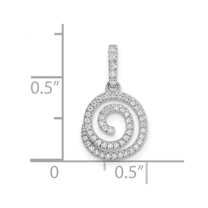 14K Weißgold Kreis-Wirbel-Anhänger mit echten Diamanten