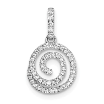 14K Weißgold Kreis-Wirbel-Anhänger mit echten Diamanten