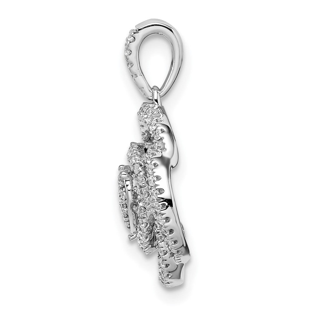 14K Weißgold Anhänger mit Blumenmotiv und echten Diamanten