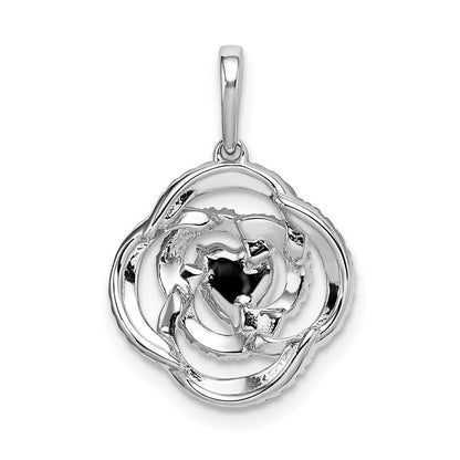 14K Weißgold Anhänger mit Blumenmotiv und echten Diamanten
