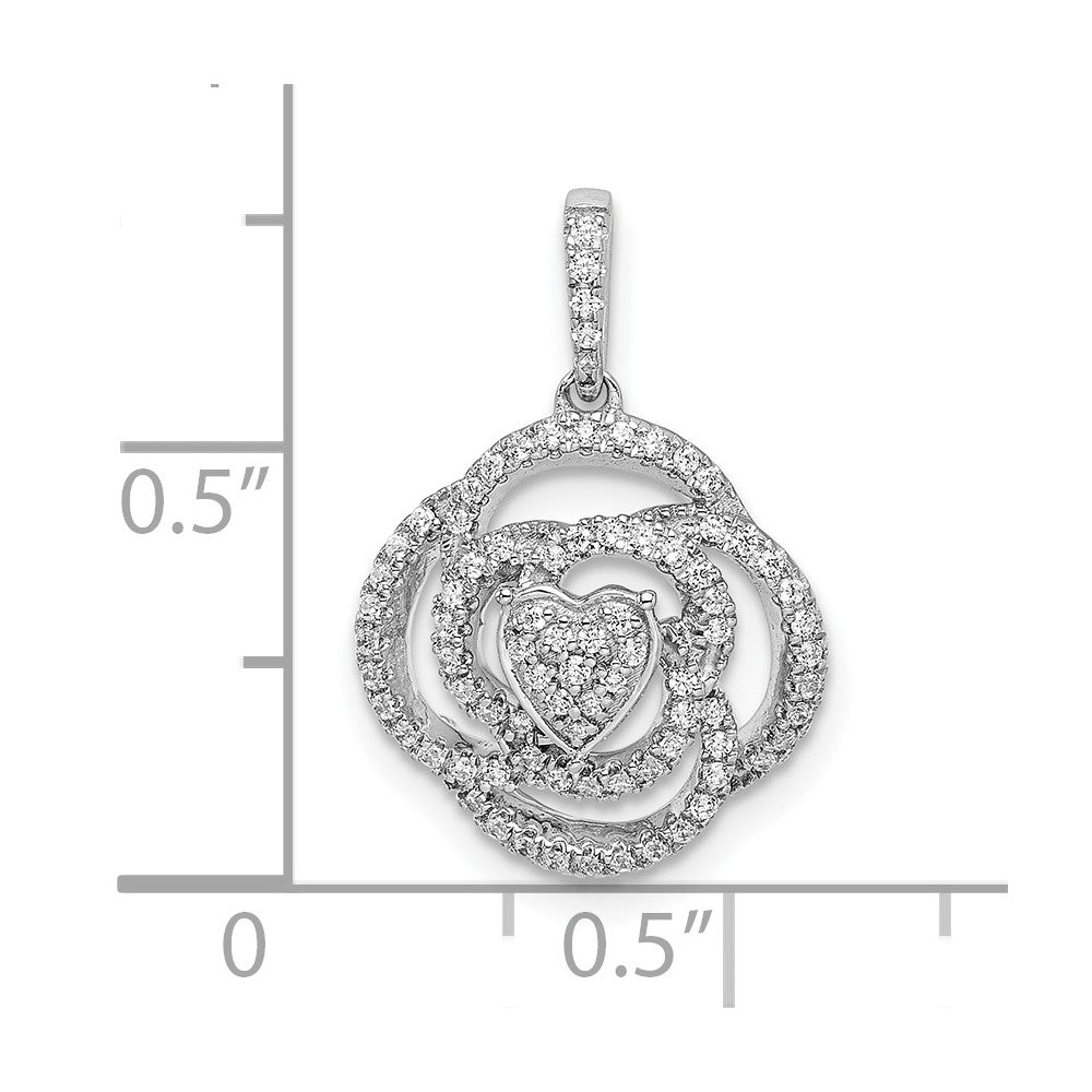 14K Weißgold Anhänger mit Blumenmotiv und echten Diamanten