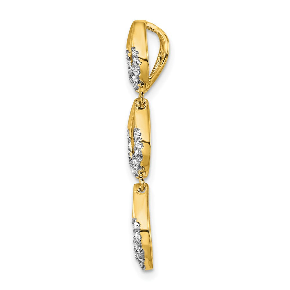 14K Gelbgold Poliert Hängend Echt Diamant Kette Anhänger