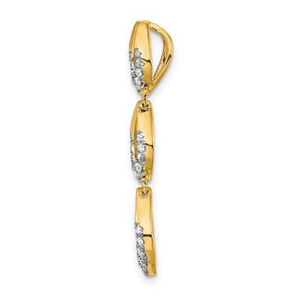 14K Gelbgold Poliert Hängend Echt Diamant Kette Anhänger