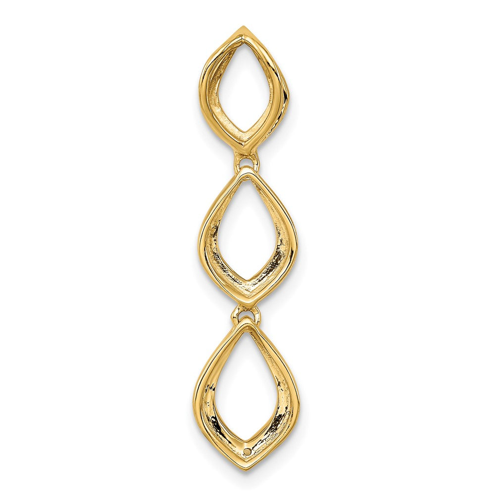 14K Gelbgold Poliert Hängend Echt Diamant Kette Anhänger