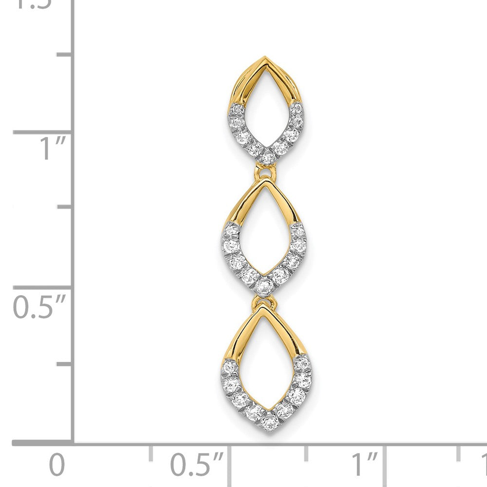 14K Gelbgold Poliert Hängend Echt Diamant Kette Anhänger