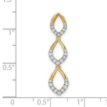 14K Gelbgold Poliert Hängend Echt Diamant Kette Anhänger