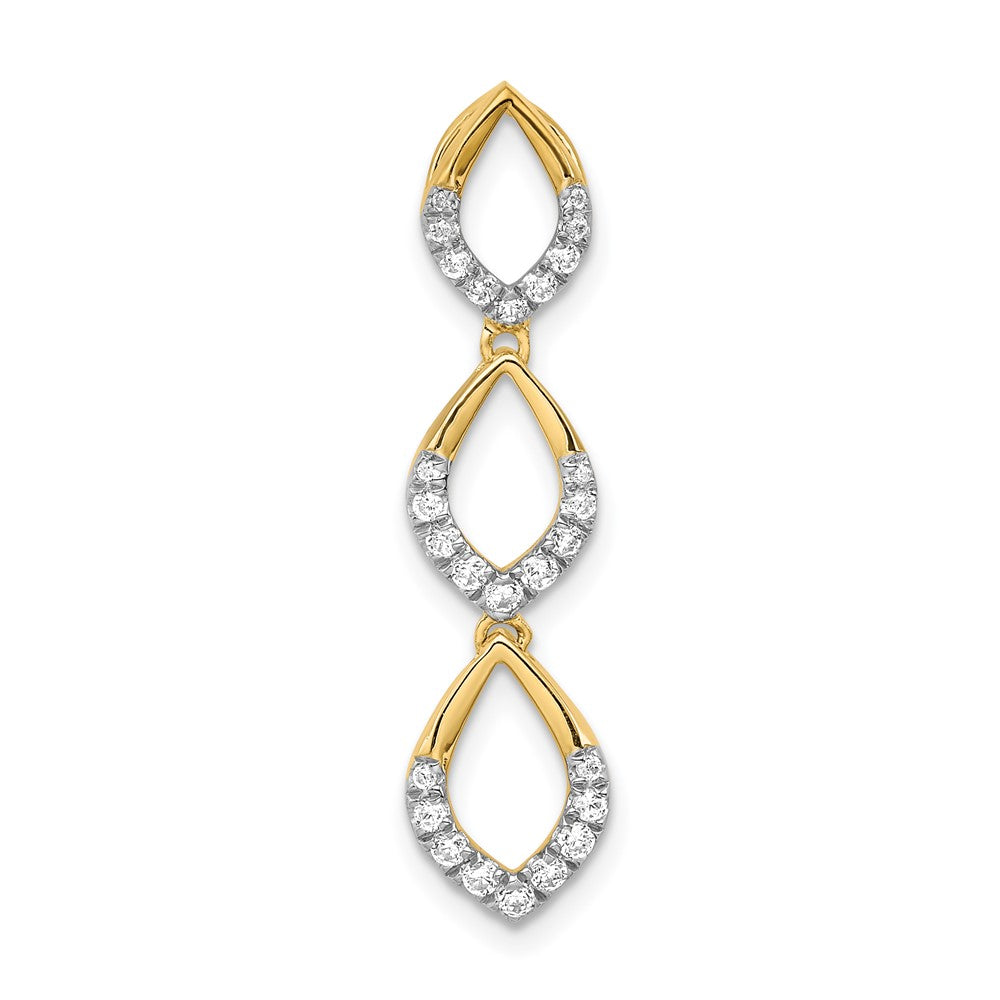 14K Gelbgold Poliert Hängend Echt Diamant Kette Anhänger