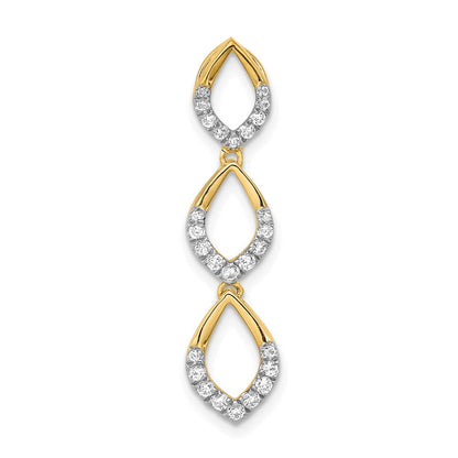 14K Gelbgold Poliert Hängend Echt Diamant Kette Anhänger