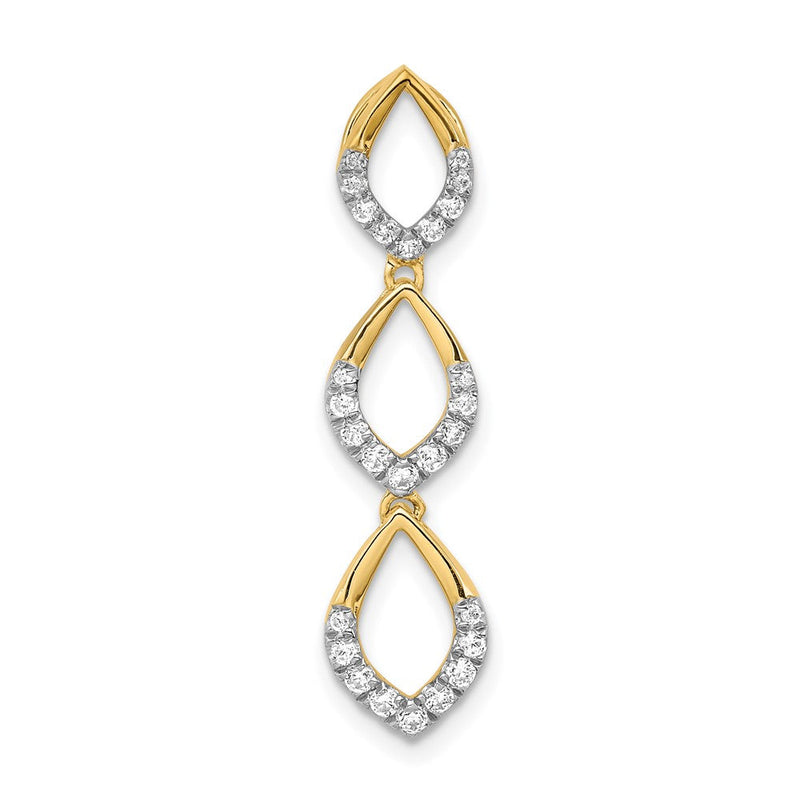 14K Gelbgold Poliert Hängend Echt Diamant Kette Anhänger