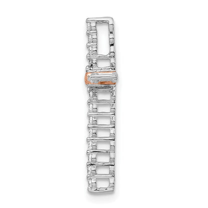 14K Bicolor Gold Weiß & Rose Echt Diamant Kreuz Kette Anhänger