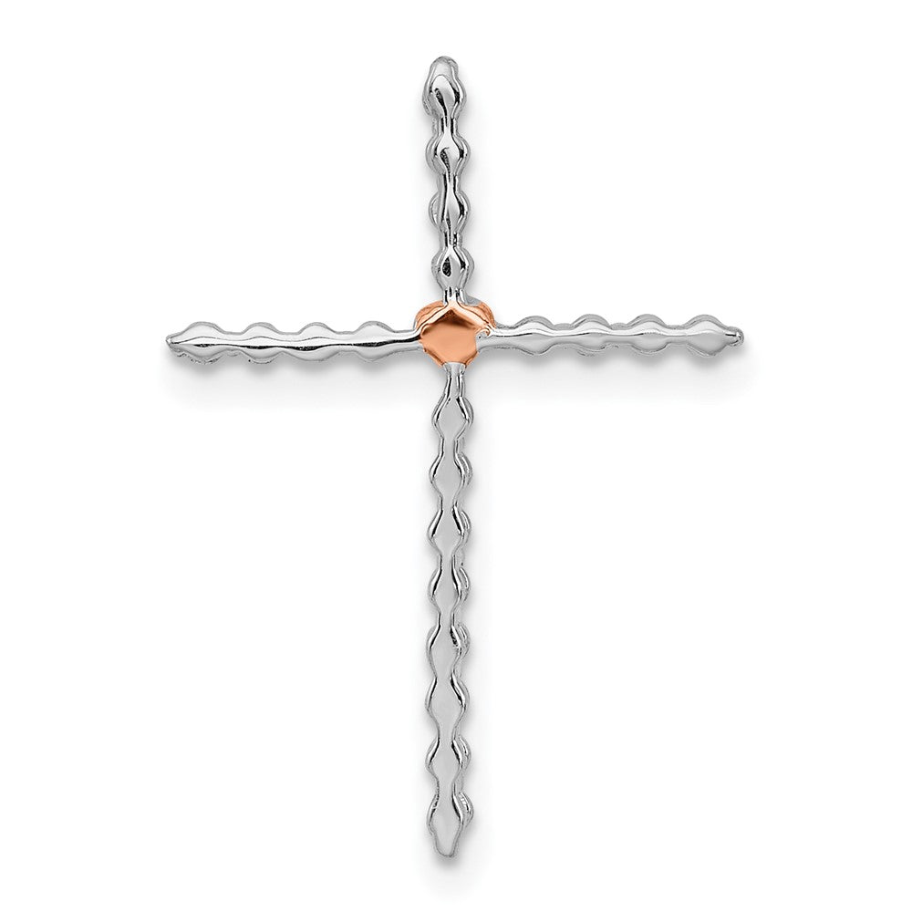 14K Bicolor Gold Weiß & Rose Echt Diamant Kreuz Kette Anhänger
