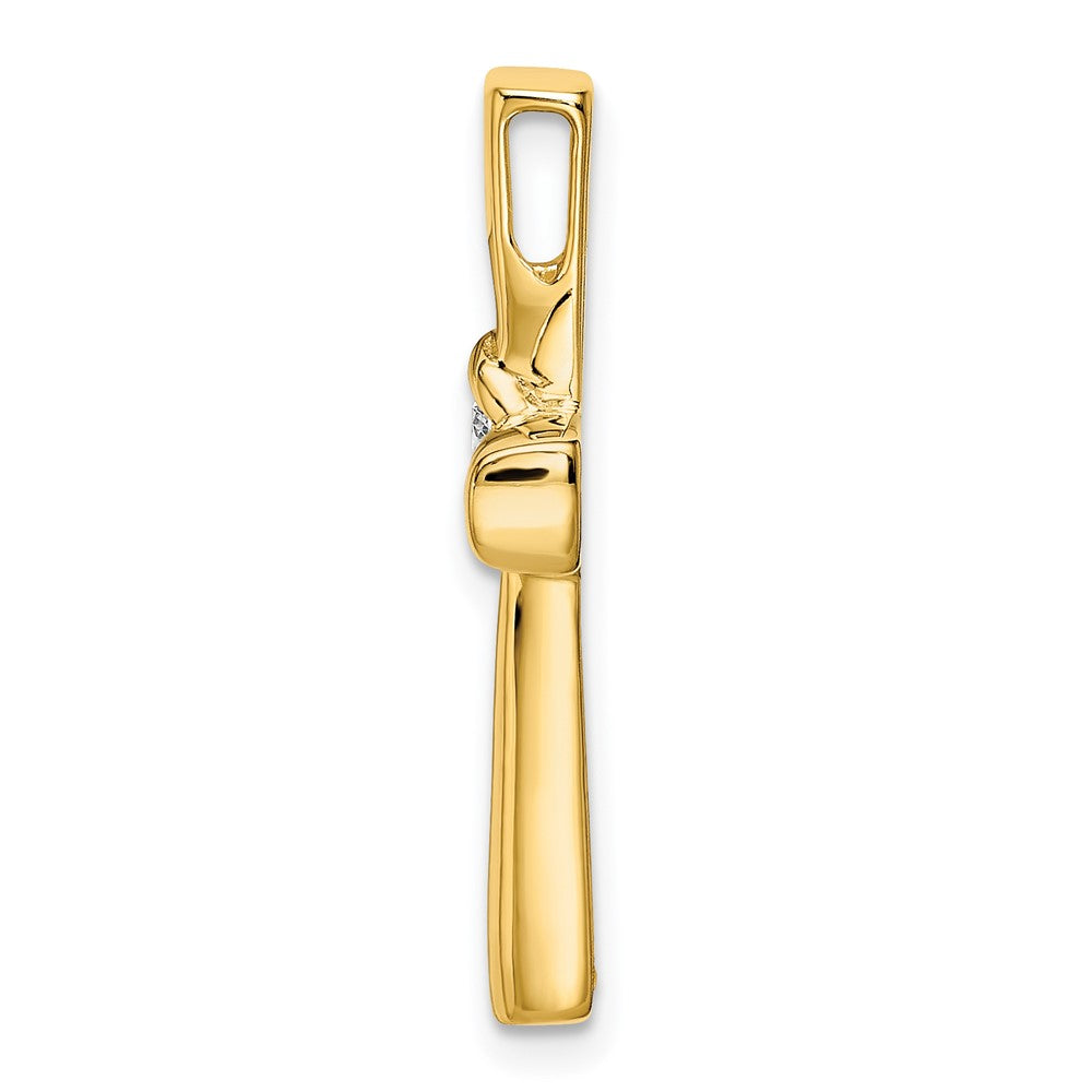 14K Gelbgold Poliert Echt Diamant Kreuz Kette Anhänger