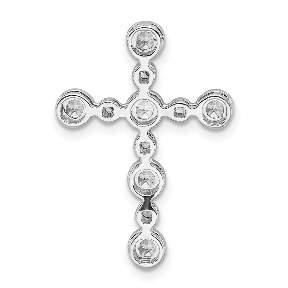 14K Weißgold Zargenfassung Echt Diamant Kreuz Kette Anhänger