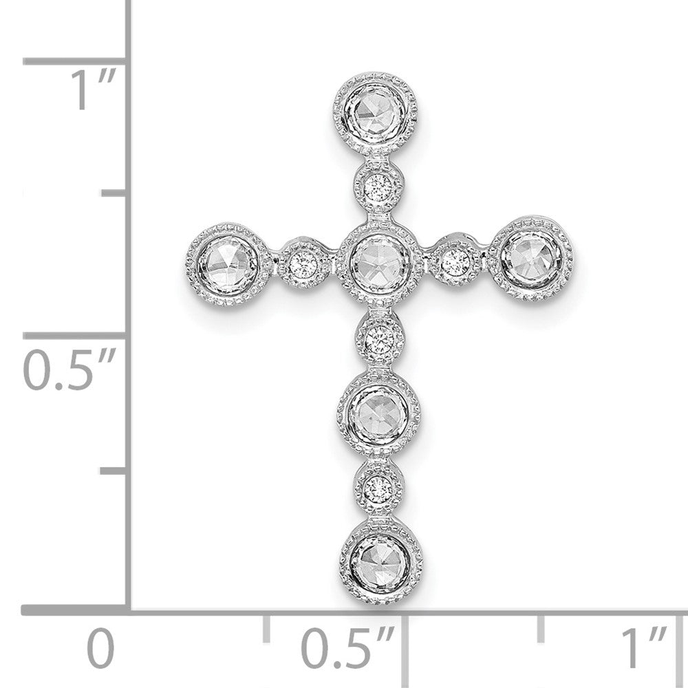 14K Weißgold Zargenfassung Echt Diamant Kreuz Kette Anhänger