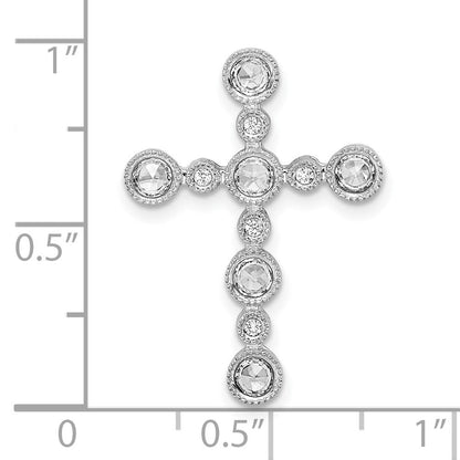 14K Weißgold Zargenfassung Echt Diamant Kreuz Kette Anhänger