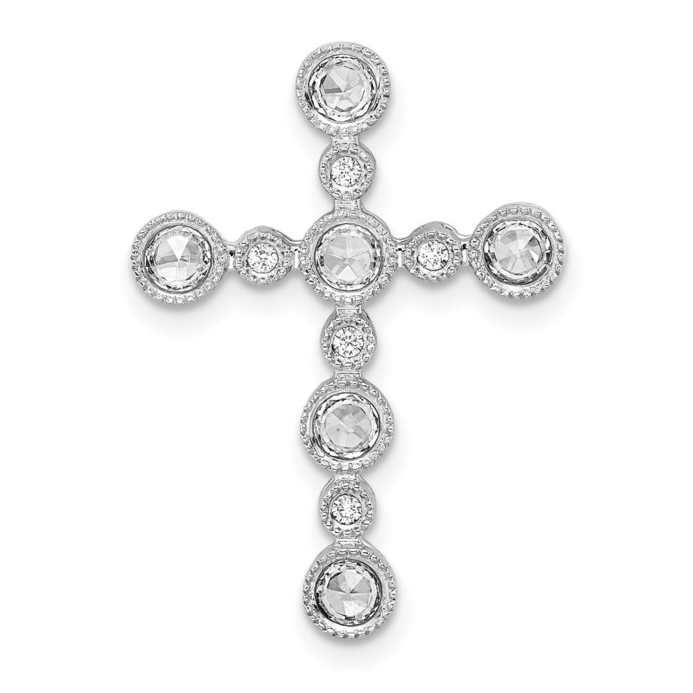 14K Weißgold Zargenfassung Echt Diamant Kreuz Kette Anhänger