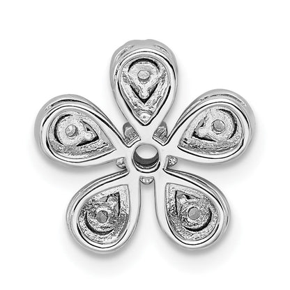 14K Weißgold Echt Diamant Blume Kette Anhänger