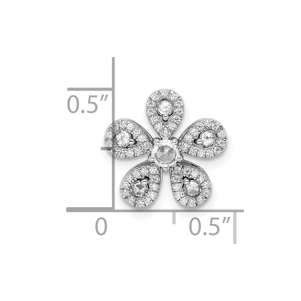 14K Weißgold Echt Diamant Blume Kette Anhänger