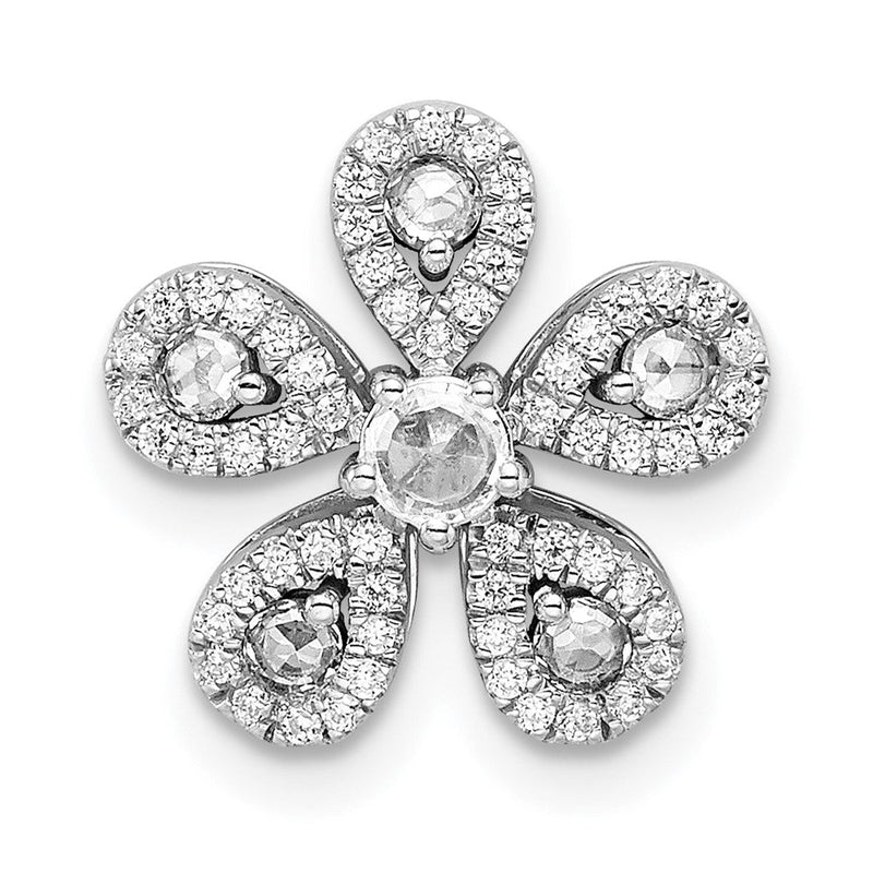 14K Weißgold Echt Diamant Blume Kette Anhänger