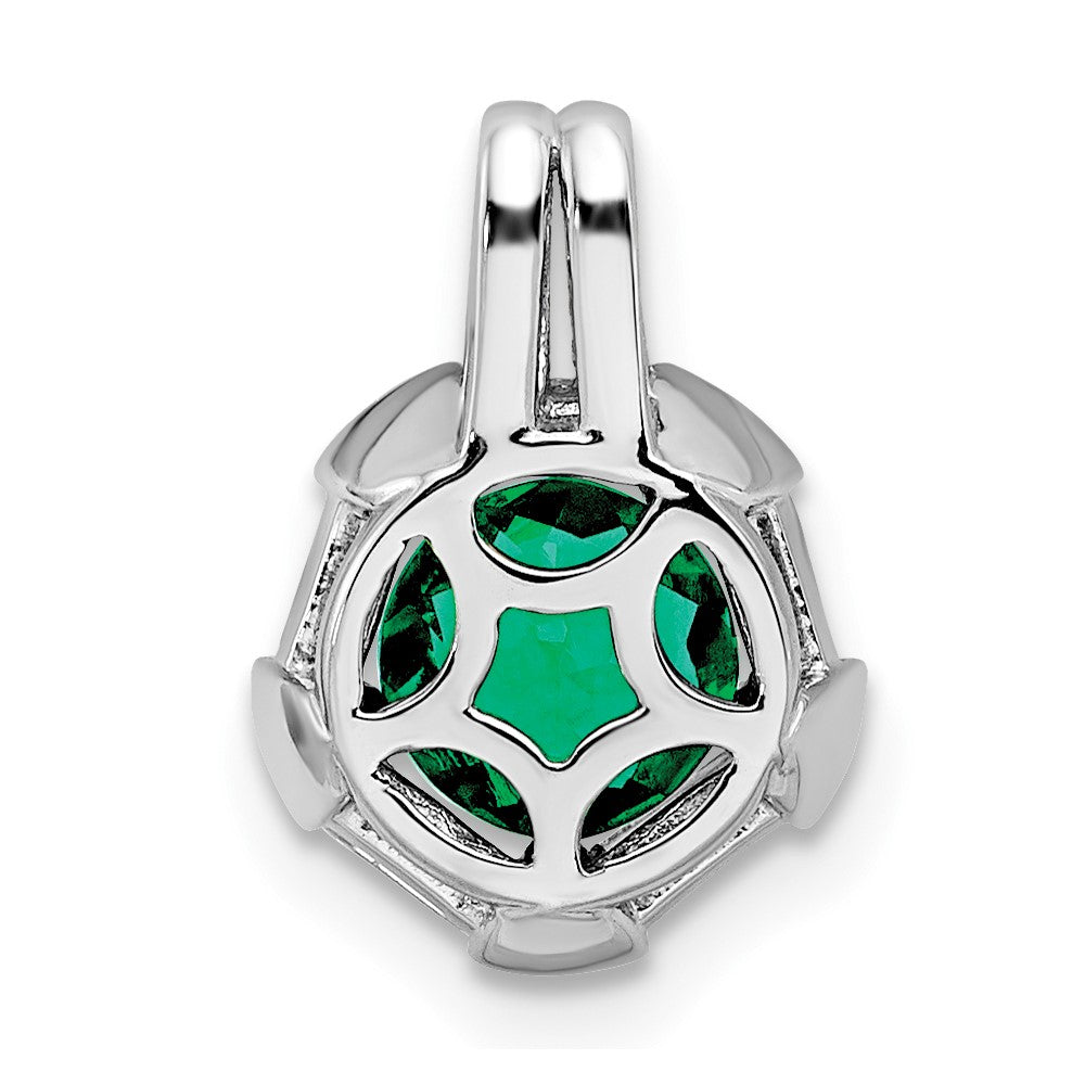 14K Weißgold Smaragd und Echt Diamant Kette Anhänger