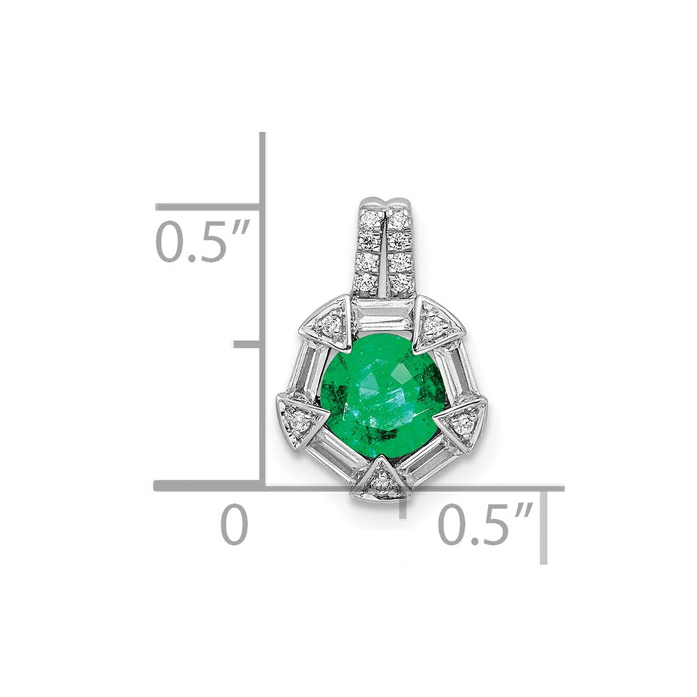14K Weißgold Smaragd und Echt Diamant Kette Anhänger