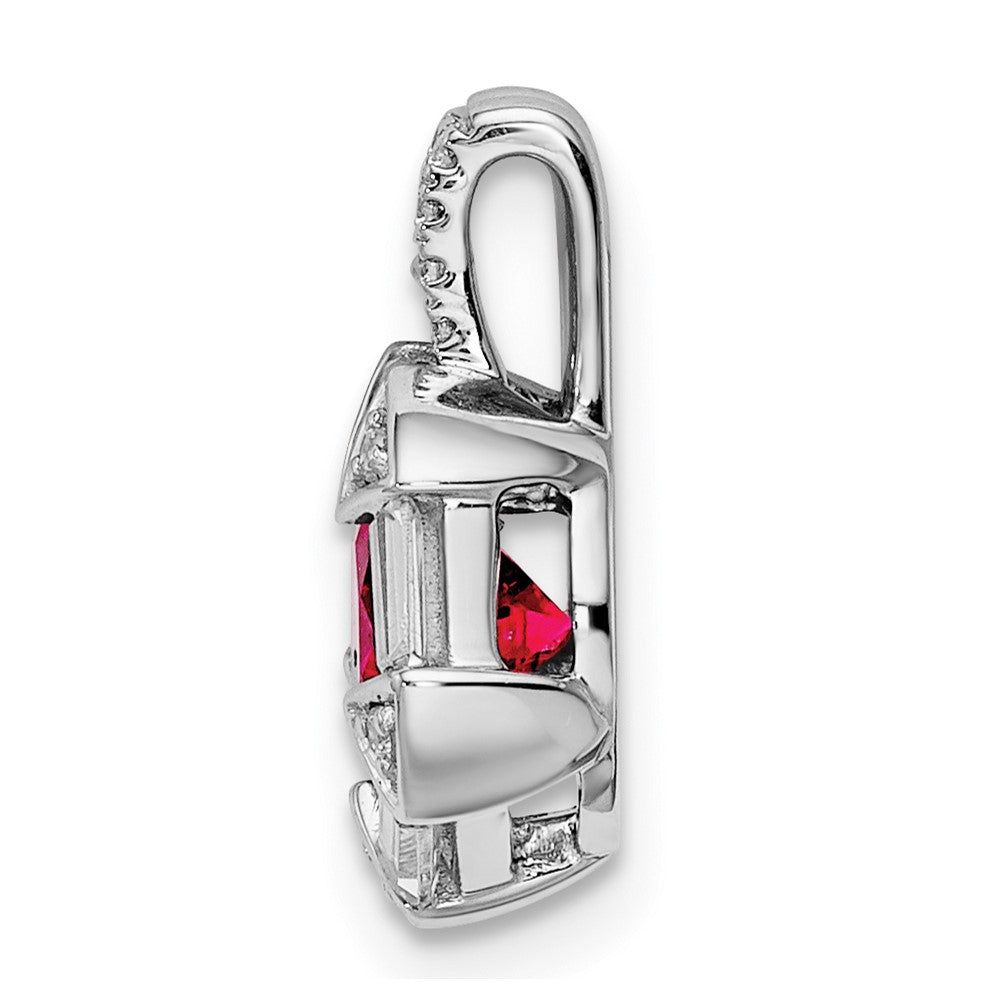 14K Weißgold Rubin und Echt Diamant Kette Anhänger