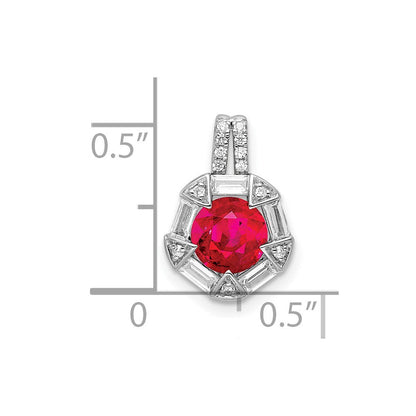 14K Weißgold Rubin und Echt Diamant Kette Anhänger