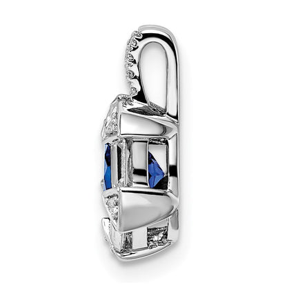 14K Weißgold Saphir und Echt Diamant Kette Anhänger