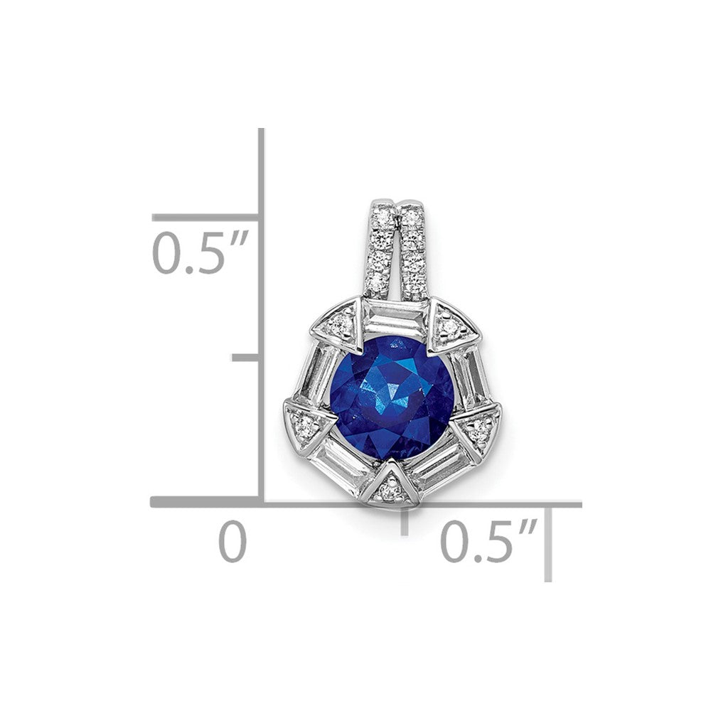 14K Weißgold Saphir und Echt Diamant Kette Anhänger