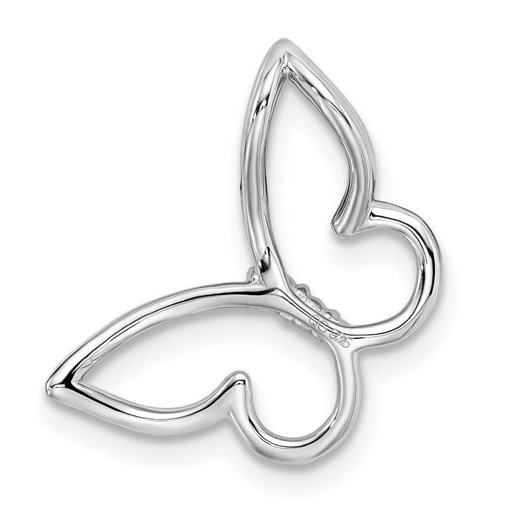 14K Weißgold Poliert Schmetterling Echt Diamant Kette Anhänger